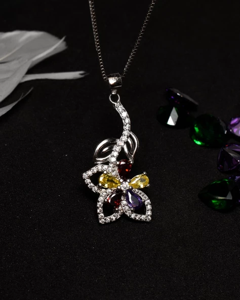 Renkli Bahar Çiçeği Love Flower Kadın Gümüş Kolye - 3