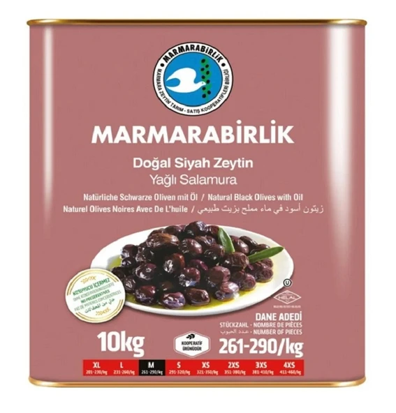 Marmarabirlik Yağlı Salamura M Siyah Zeytin 10 kg