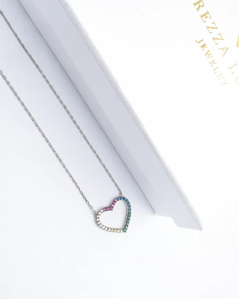 Dia Serisi Sevgi Baharı Kalp Kadın Gümüş Kolye - Resim 3