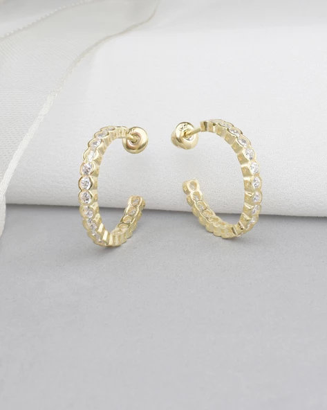 18k Serie Oro Gösterişli Tamtur Halka Kadın Gümüş Küpe 23 MM - 2