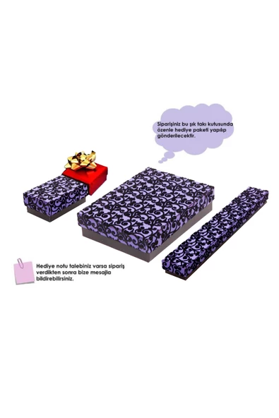 925 Ayar Lotus Çiçeği Ametist Taşlı Rose Kadın Kolye Küpe Set - Resim 4