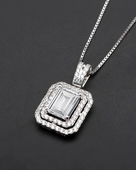 Beyaz Full Taş Baget Attractive Kadın Kolye Küpe Seti - 3