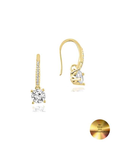 18k Serie Oro Zirkon Taşlı Çengel Asma Gümüş Küpe ürün görseli