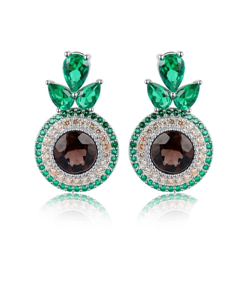 Sultanit Zümrüt Taşlı Işıltılı Endam Kadın Gümüş Küpe ürün görseli