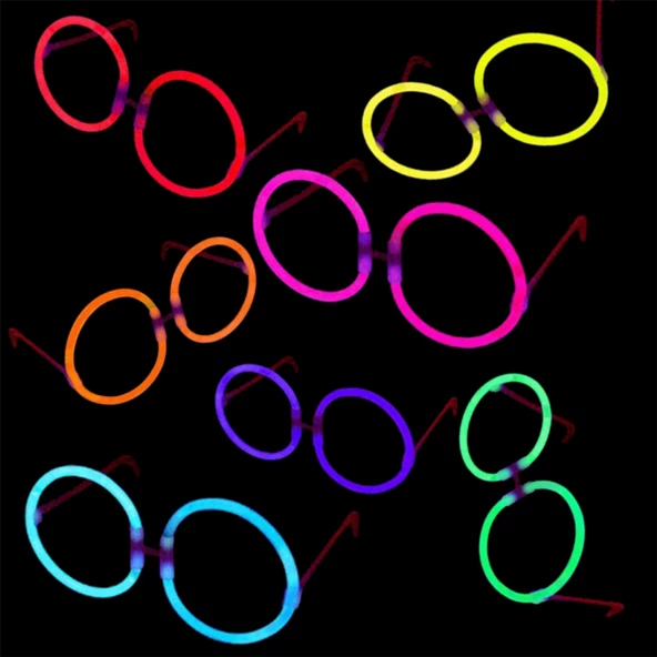 NessiWorld GlowStickPartiGözlüğüGlowPartisiYuvarlakŞekilliFosforluGözlük6Adet - 7
