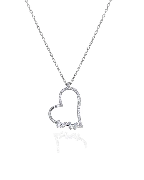 Diamond Model Special Baget Kalp Kadın Gümüş Kolye ürün görseli