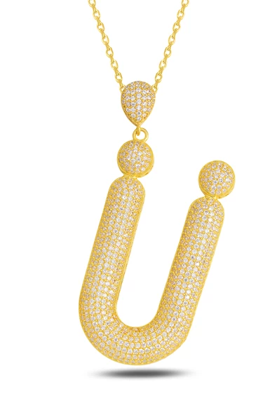 18k Serie Oro Ü Harfi Kadın Gümüş Kolye ürün görseli