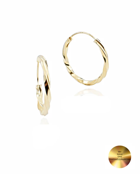 18k Serie Oro Sade Burgulu Halka Kadın Gümüş Küpe 20 MM ürün görseli