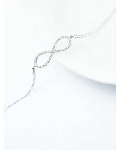 Sade Sonsuzluk Model Classical Kadın Gümüş Bileklik - Resim 3