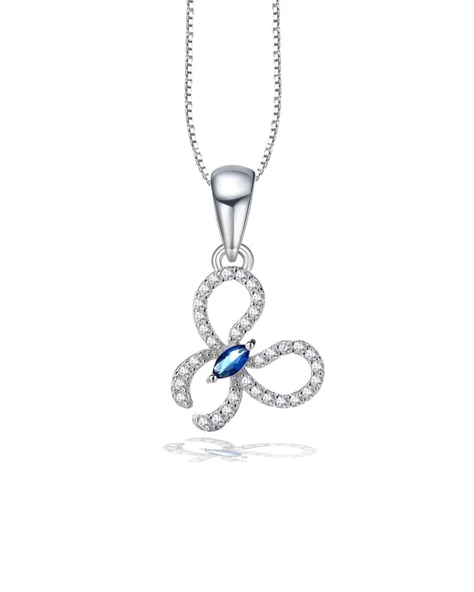 Safir Taşlı Işıltılı Kelebek Diamond Butterfly Kadın Gümüş Kolye ürün görseli