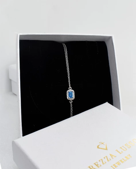 Aquamarin Taşlı Baget Diamond Classical Kadın Gümüş Bileklik - 4
