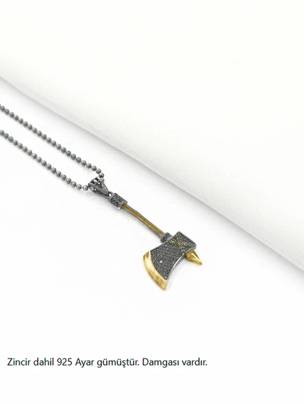 Savaşçı Baltası Erkek Gümüş Kolye - 5