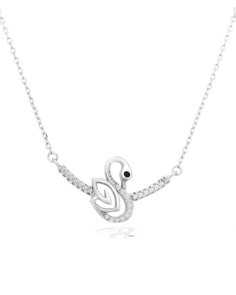 Diamond Serisi Zirkon Taşlı Kuğu Model Güzellik Gümüş Kadın Kolye ürün görseli