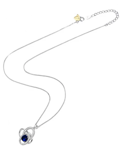 Diamond Serisi Safir Tektaş Girdap Stylish/Night Gümüş Kadın Kolye - 3