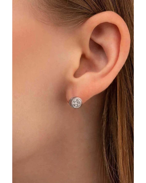 3 Cttw Dew Diamond Serisi Tektaş İthal Gümüş Kadın Küpe 7,5 Mm - 2