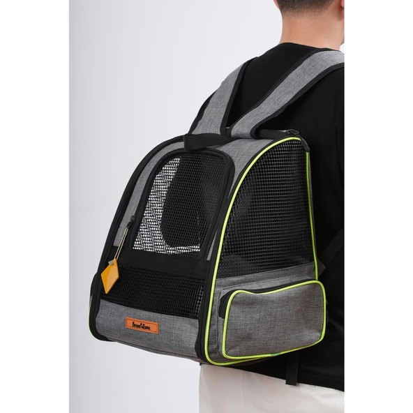 Brave Paws Tekerlekli Plastik Fileli Kedi ve Köpek Taşıma Çantası Çekçek Mekanizmalı Yıkanabilir (GRİ) - 3