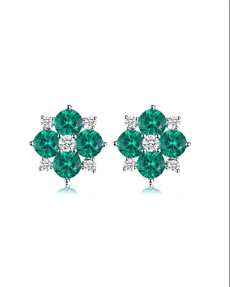 Zümrüt Taşlı Elegant Stylish Night Kadın Gümüş Küpe ürün görseli