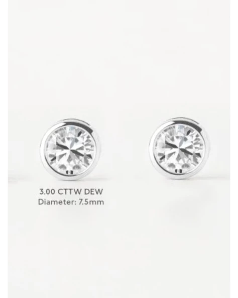 3 Cttw Dew Diamond Serisi Tektaş İthal Gümüş Kadın Küpe 7,5 Mm - 3