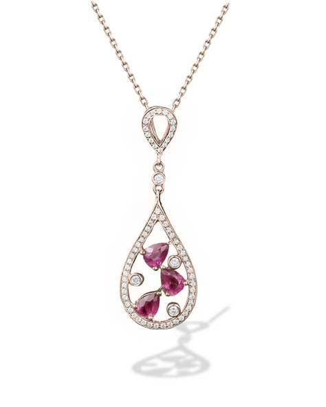 Rubalit Turmalin Rose Gold Histryum Kadın Gümüş Kolye ürün görseli