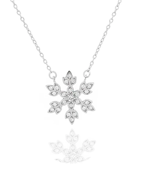 Diamond Seri Işıltılı Kar Tanesi Snowflake Kadın Gümüş Kolye ürün görseli