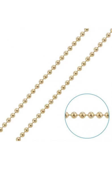Sarı Çelik Top Model Erkek Kolye Zincir 3 mm 65 Cm - 3