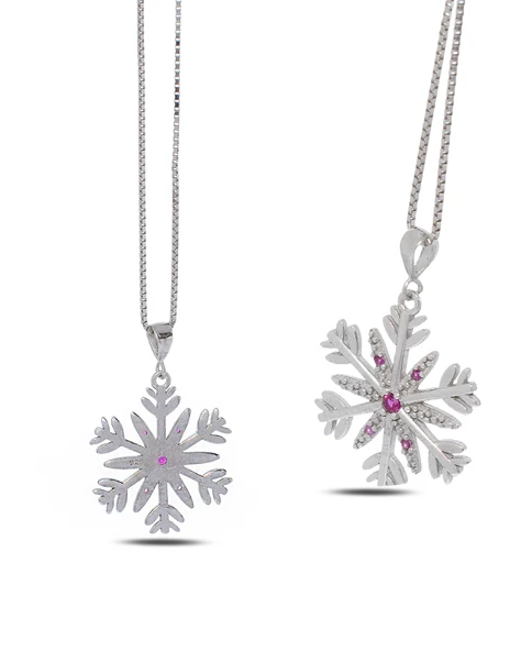 Diamond Seri Özgün Tasarım Kar Tanesi Snowflake Gümüş Kolye - Resim 3