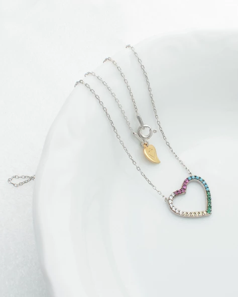 Dia Serisi Sevgi Baharı Kalp Kadın Gümüş Kolye - Resim 2