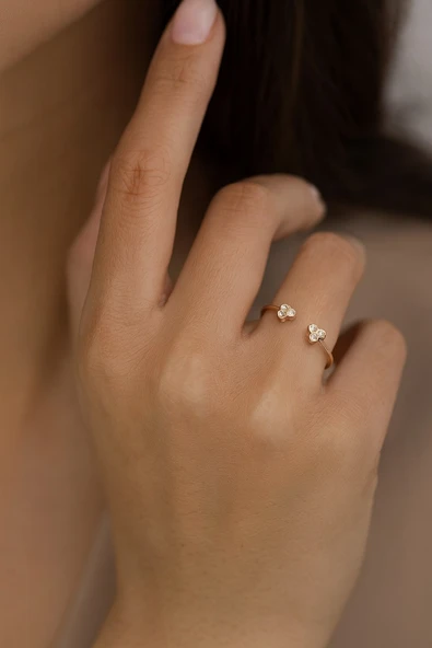 Ziron Taşlı Kadın Gümüş Yüzük Ayarlanabilir - Resim 4