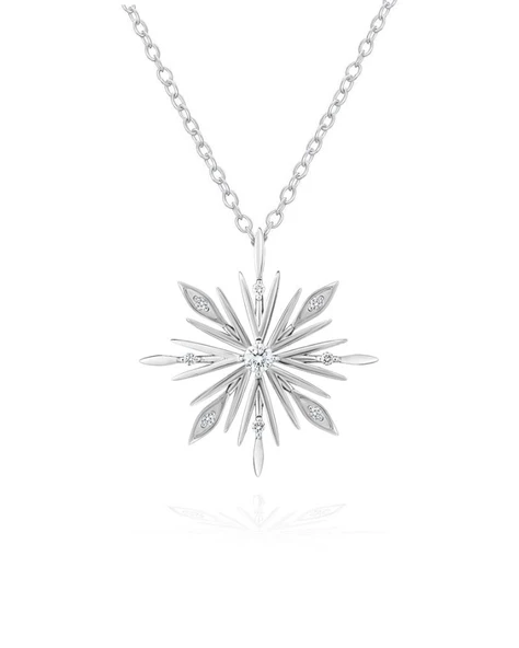 Diamond Seri Özel Tasarım Kar Tanesi Snowflake Kadın Gümüş Kolye