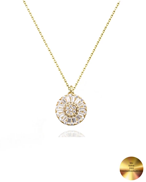 18k Serie Oro Baget Halka Minimal Kadın Gümüş Kolye