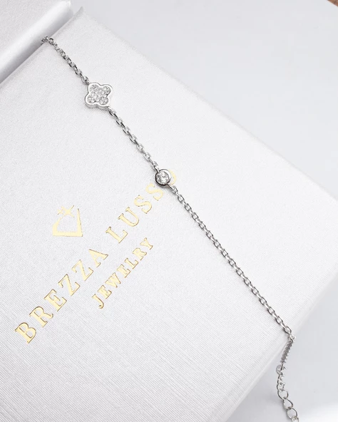 Luck Serisi Swarovski Taşlı Minimal Kadın Gümüş Bileklik - 2