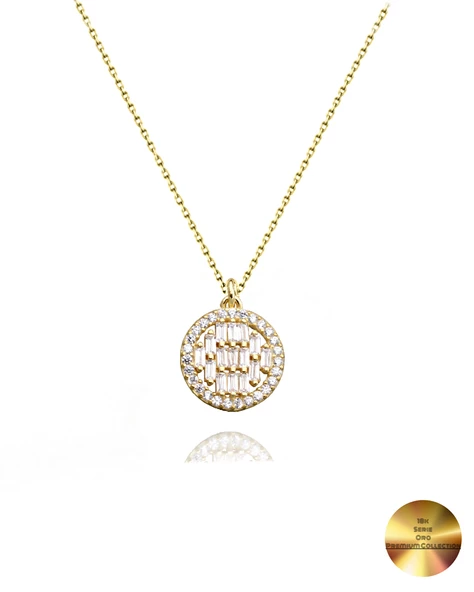 18k Serie Oro Baget Taşlı Minimal Kadın Gümüş Kolye ürün görseli
