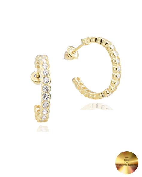 18k Serie Oro Gösterişli Tamtur Halka Kadın Gümüş Küpe 23 MM
