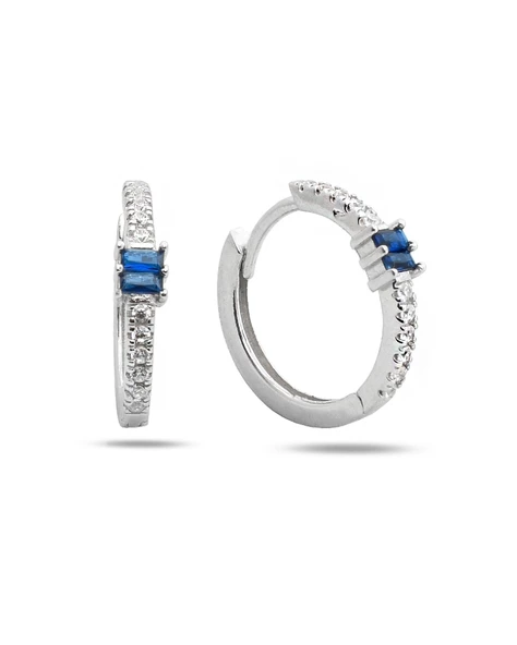 Safir Diamond Stylish Night Halka Yarımtur Kadın Gümüş Küpe 18 MM ürün görseli