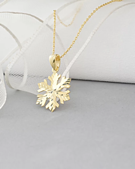 18k Serie Oro Luxury Design Kar Tanesi Kadın Gümüş Kolye - 2
