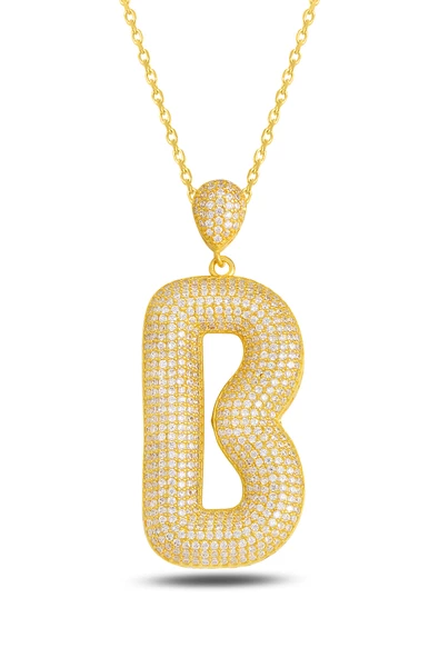 18k Serie Oro B Harfi Kadın Gümüş Kolye ürün görseli