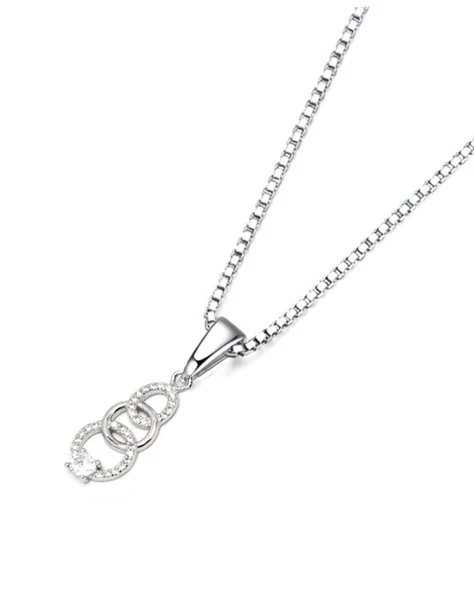 Diamond Serisi Halka Tektaş Aşk Gümüş Kadın Kolye - Resim 3