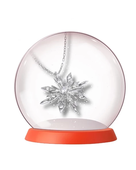Diamond Seri Özel Tasarım Kar Tanesi Snowflake Kadın Gümüş Kolye - Resim 2