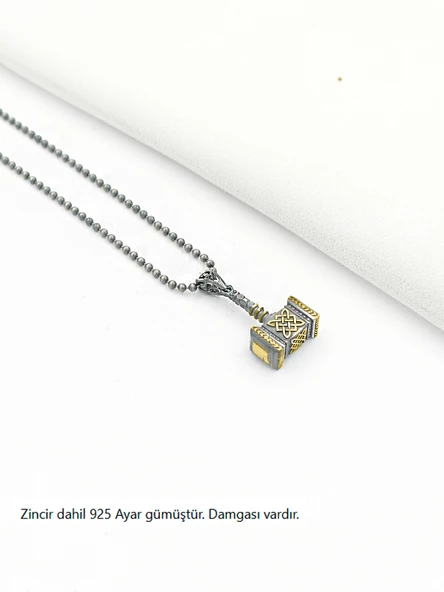 Antik Viking Çekiç Erkek Gümüş Kolye - 5