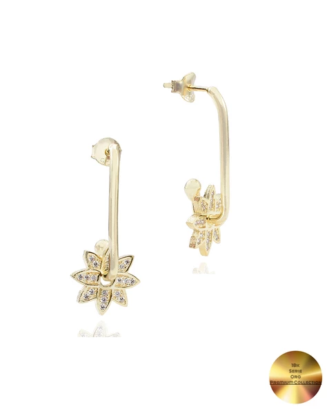 18k Serie Oro Sallantılı Çiçek Night Kadın Gümüş Küpe ürün görseli