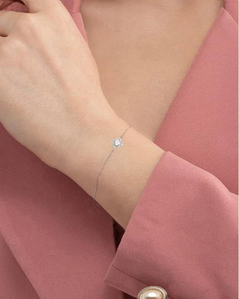 Luck Serisi Swarovski Taşlı Minimal Special Kadın Gümüş Bileklik - 2