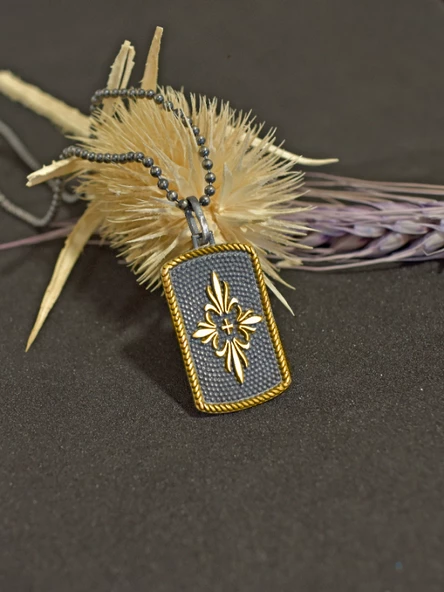 Floral Arması Şövalye Erkek Gümüş Kolye - 6