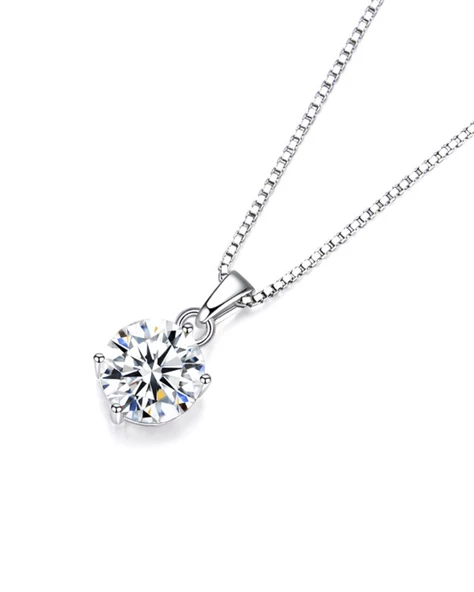 Diamond Serisi Tektaş Aşk Stylish/Night Gümüş Kadın Kolye - Resim 4