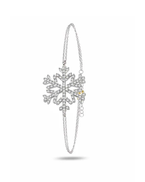 Diamond Seri Zirkon Taşlı Kar Tanesi Snowflake Gümüş Bileklik