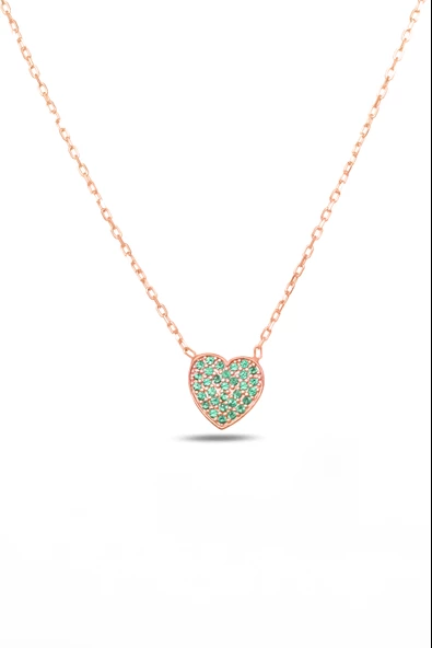 925 Ayar Gümüş Kalp Kadın Gümüş Kolye - Resim 2