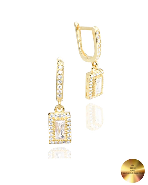 18k Serie Oro Sallantılı Baget Kadın Gümüş Küpe ürün görseli