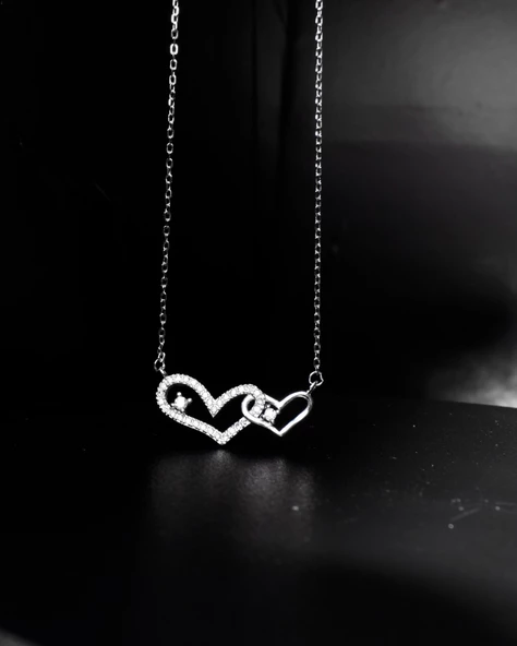 Diamond Serisi Minik Kalbim Tektaş Işıltılı Gümüş Kadın Kolye - Resim 4