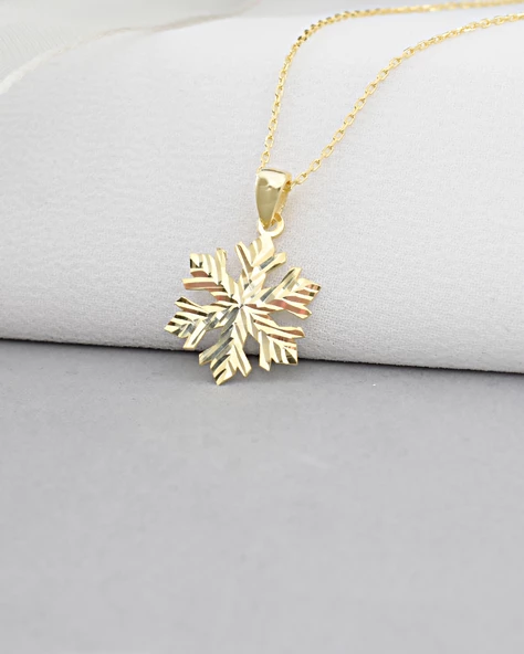 18k Serie Oro Luxury Design Kar Tanesi Kadın Gümüş Kolye - 3