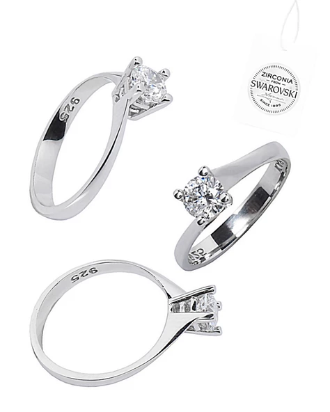 Swarovski Zirconia Taşlı Tektaş Zarafet Kadın Yüzük - 2