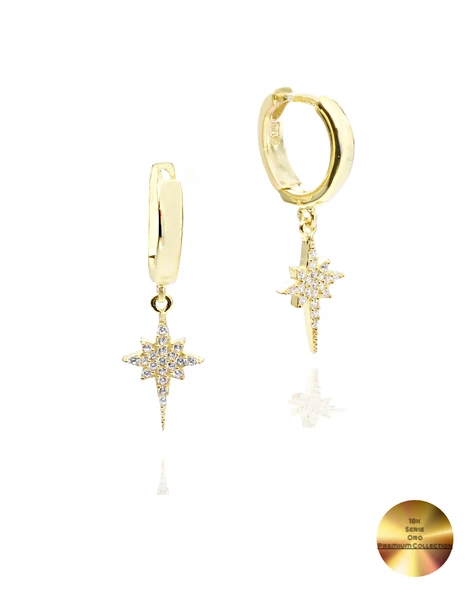 18k Serie Oro North Star Sallantılı Kadın Gümüş Küpe